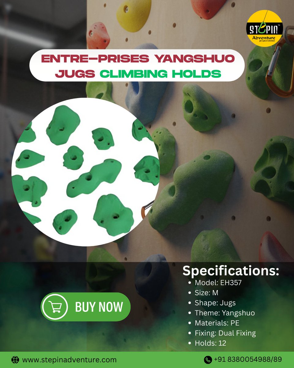StepinAdventure's tweet photo. Level up your climbing wall with Entre-Prises Yangshuo Jugs Climbing Holds 🧗‍♂️

📞 Contact Us:
🌐 https://t.co/za8tEHaGs2
📱 +91 8380054988 / 89

#Hashtags:
#ClimbingHolds #EntrePrises #Yangshuo
#IndoorClimbing #BoulderingGym
#ClimbingTraining #RouteSetting
#ClimbStronger https://t.co/3JzJWX6By4