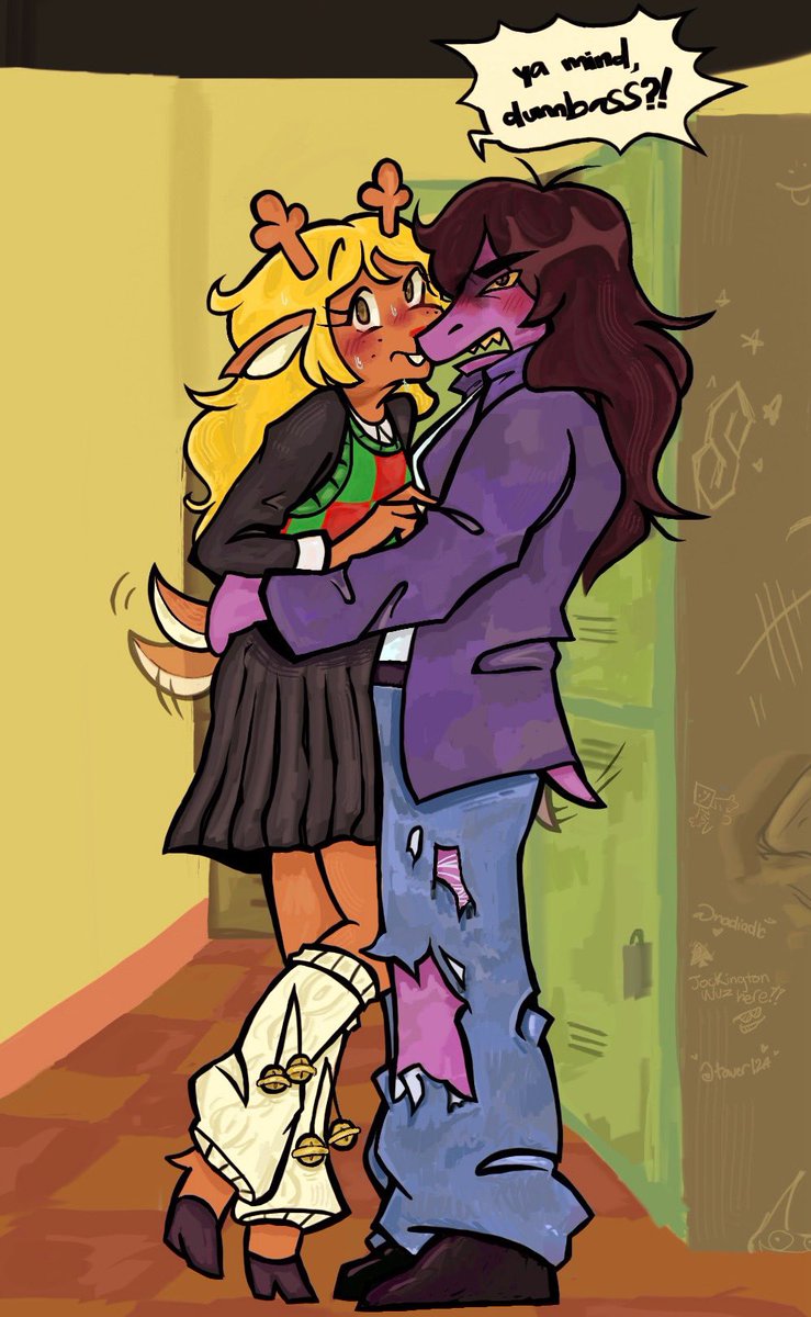 nadiedlc's tweet image. art collab w/my fav @Tower124_ 💛💜
#suselle #DELTARUNE