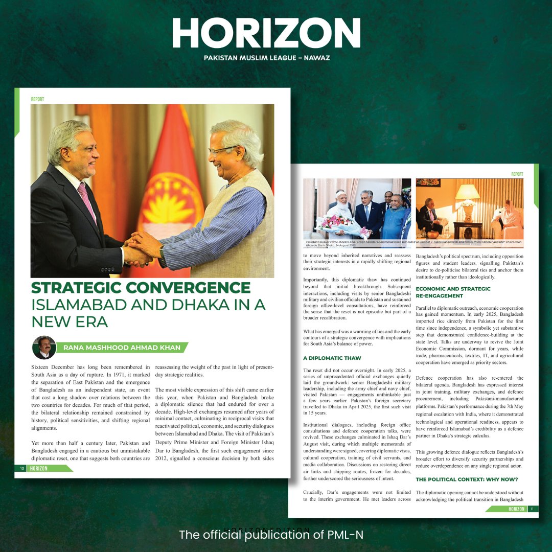 Strategic convergence: Islamabad and Dhaka in a new era

By : Rana Mashhood Ahmad Khan

HORIZON - The official publication of PML-N.

Article : horizonedition.org/strategic-conv… Download : horizonedition.org/download/dec-2…

#horizon #PMLN #horizonmagazine
