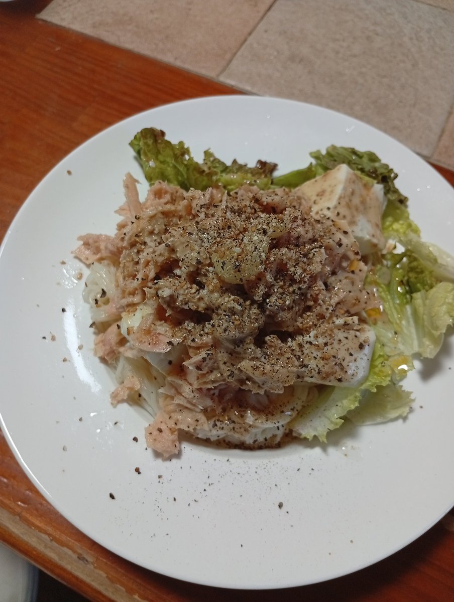 スンスンのとてとは泣けるし、ワイのお昼のスタミナおとうふサラダそうめんはうまい。