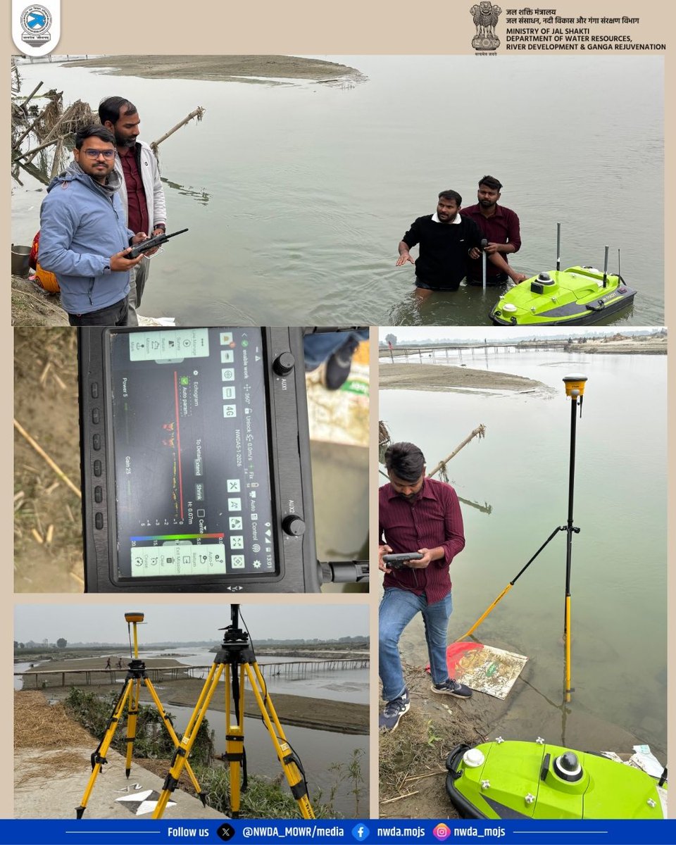 NWDA_MOWR's tweet photo. River cross section survey under Kosi-Mechi link project by using echo- sounder across river Bakar, Bihar under supervision of officials of NWDA

#NWDA #river
#KosiMechilinkproject 
#Bihar
#savewater
#watersurvey
#IncredibleIndia 
#incredible 

@DoWRRDGR_MoJS 
@cleanganganmcg https://t.co/pFabDRdEiz