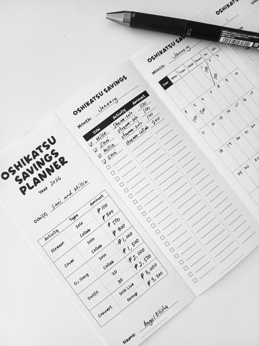 angelelisha_art's tweet image. I made a personal oshikatsu savings planner! (because I'm doing it this year yay) 🥳
Sharing this here too if anyone's interested :D 

You can download it for free on my ko-fi (link on the replies 👇)