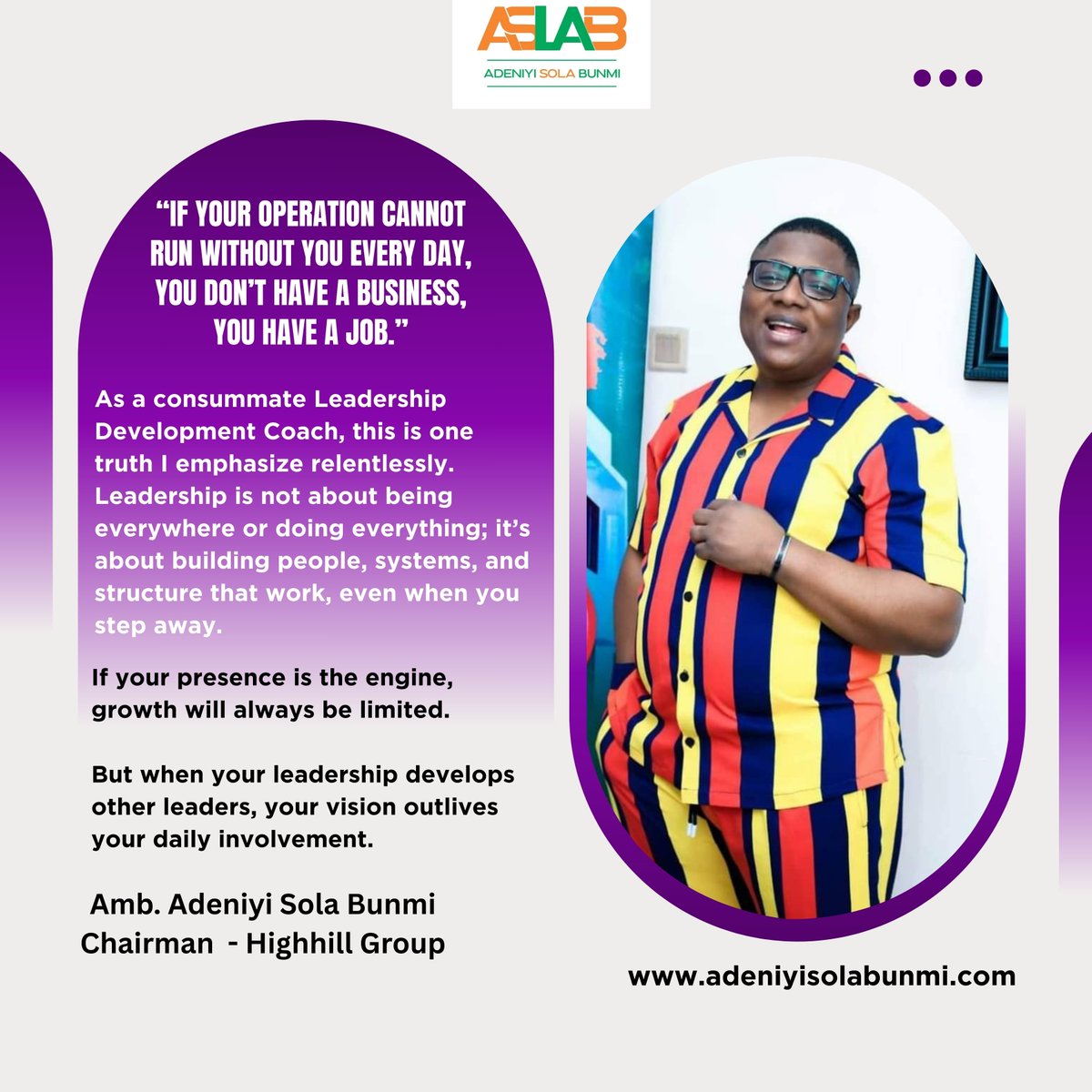 Don’t just work in the organization. Lead it to the point where it works without you.

#LeadershipDevelopment
#ConsummateLeadership
#BuildLeadersBuildSystems
#StrategicLeadership
#VisionDrivenLeadership
#LeadershipMindset
#BusinessGrowth
#FromJobToEnterprise
#LegacyLeadership