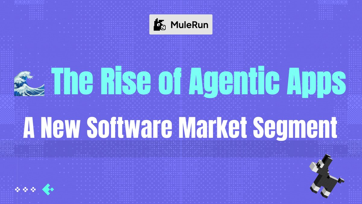 mulerun_ai's tweet image. AI is doing to software what 3D printing did to manufacturing: collapsing production costs to near 0.
 
This is creating a new market of "Agentic Apps"—specialized tools for niche audiences that were previously economically impossible. Our CPO @fancyfrogs explains this paradigm…