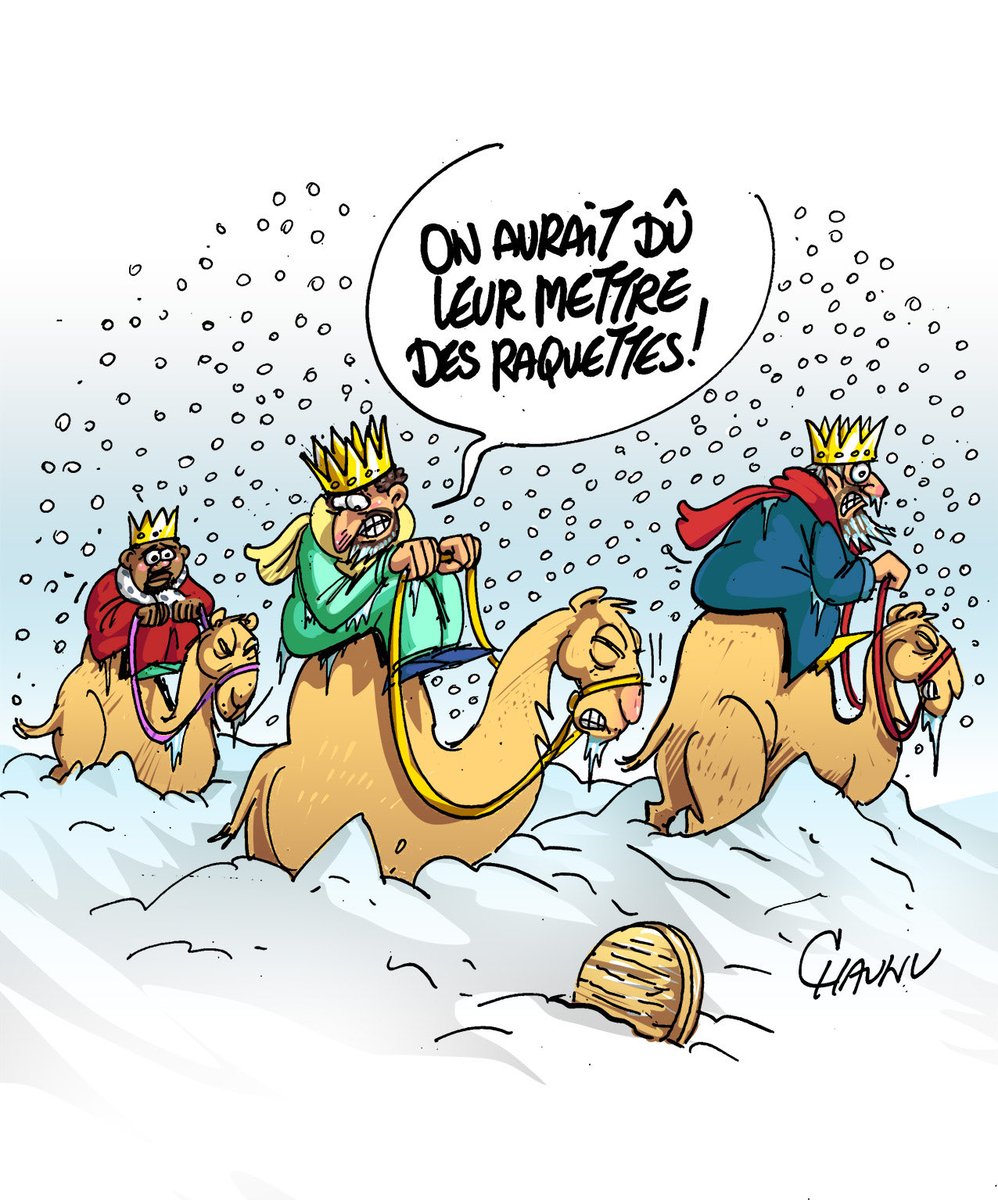 ✏️ dessin du jour pour @ouestfrance les chutes de neige qui ont paralysé les transports dans l’ouest de la France, à la veille de l’Épiphanie. #meteo #actu