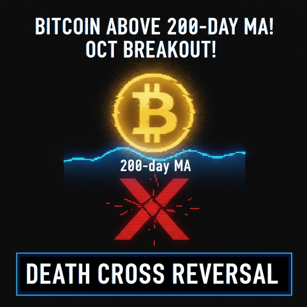 BTC Just Pumped! 🔥 Bitcoin above the 200-day MA for the first time since  Oct! Death Cross reversal incoming? Get ready. #Bitcoin #Crypto