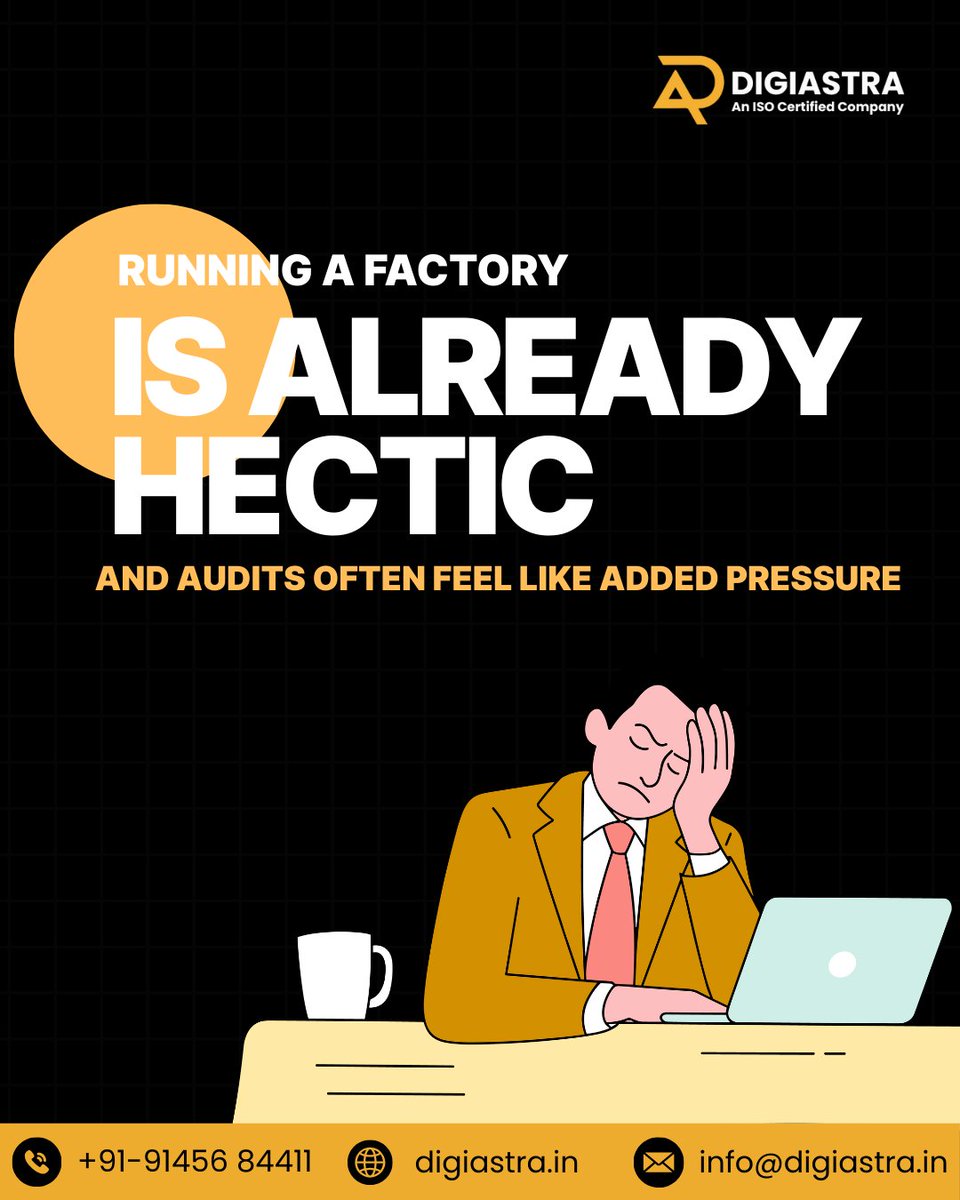 Digiastra2131's tweet photo. Tired of the stress audits bring to your factory operations? 

With ISO certification, streamline your processes, and turn audits into smooth conversations. 

#StressFreeAudits #FactoryOptimization #ISOImplementation #BusinessTransformation #DigiAstraConsultancyServices https://t.co/YrWO6trwSA