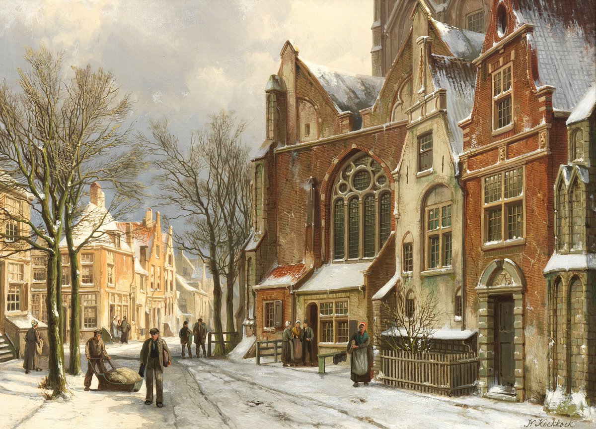 Gezicht op Zutphen in de sneeuw
(View of Zutphen in the snow)

Willem Koekkoek, 19e eeuw