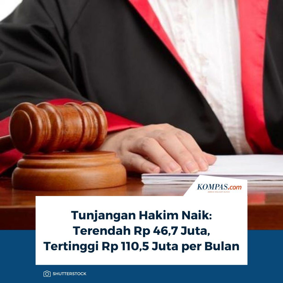 kompascom's tweet image. Tunjangan hakim mengalami kenaikan yang diatur dalam Peraturan Pemerintah (PP) Nomor 42 Tahun 2025.

Baca di sini: nasional.kompas.com/read/2026/01/0…

~AA #Tunjangan #Hakim #PP