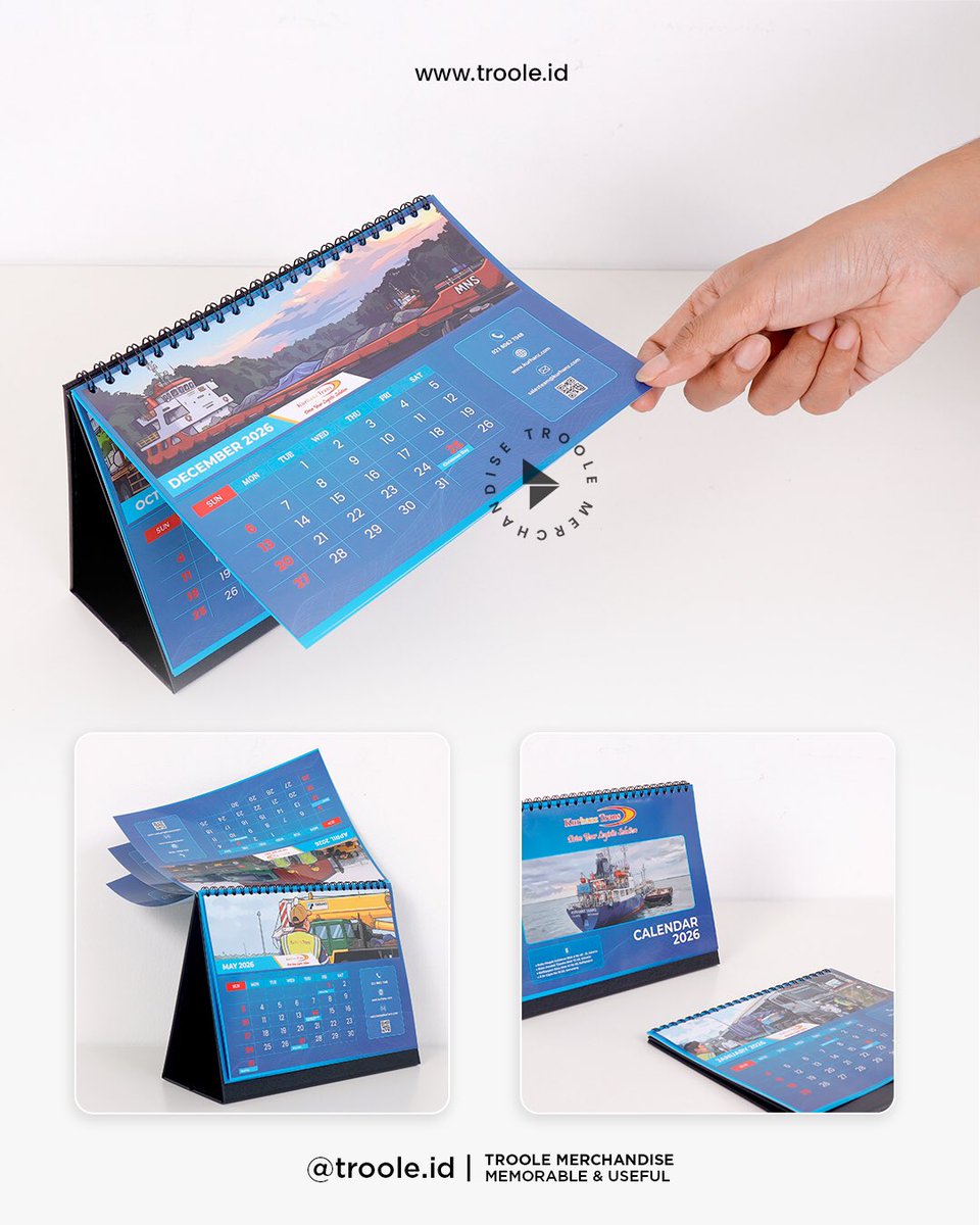 Kalender Meja Kurhanz Trans
-Bahan dudukan: Duplex lapis linen
-Bahan kalender: Artpaper 150 gsm
-Isi: 7 lembar
-Branding: Cetak 2 sisi
-Finishing: Laminasi
-Jilid: Spiral hitam

Yuk, DM kami untuk dibuatkan kalender kantor 2026!