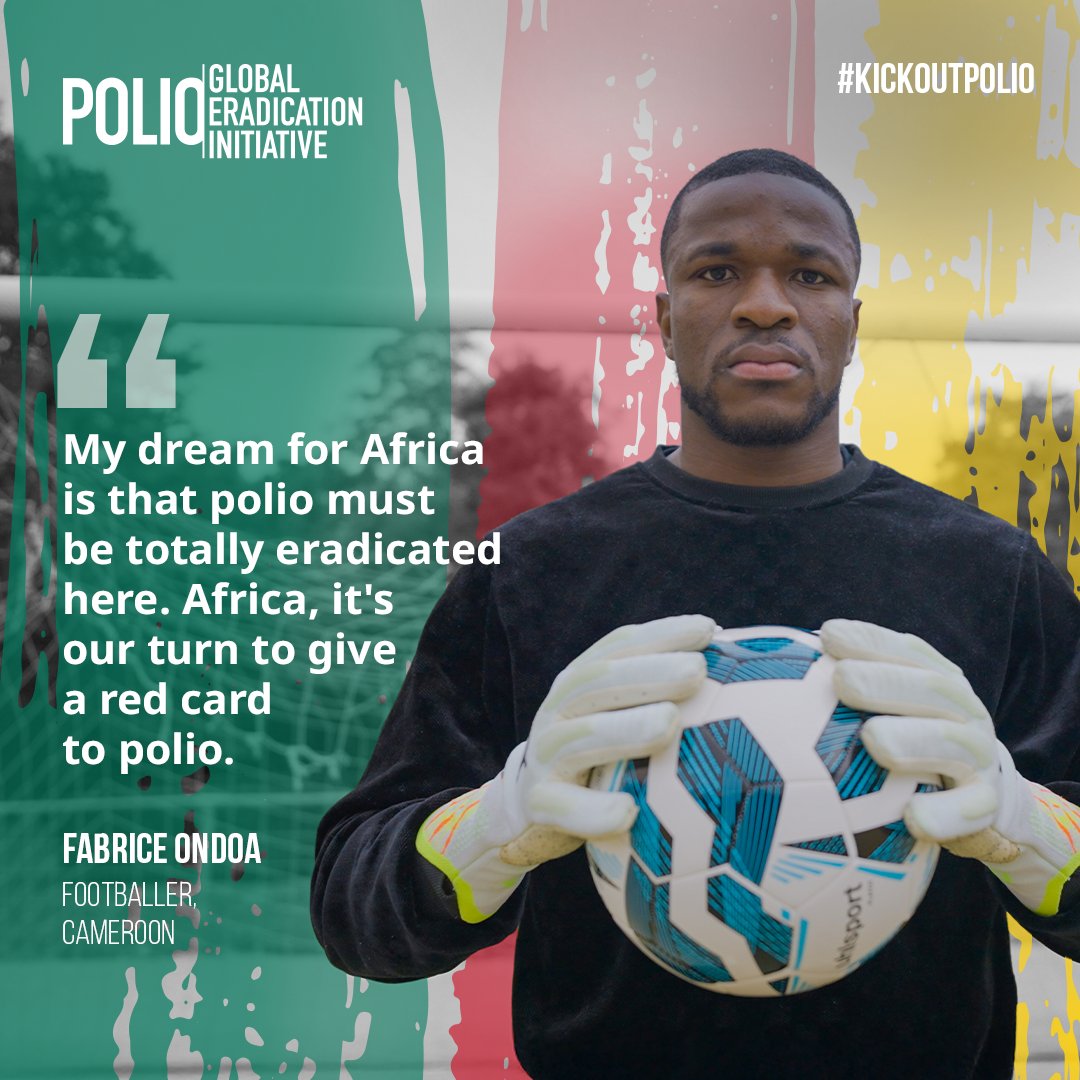 unicefcameroon's tweet image. A great save can change a match. A polio vaccine can change a life. 

Africa, it’s our turn to give a red card to polio ⚽
Let’s protect every child and #KickOutPolio.

#EndPolio #ForEveryChild #UNICEFCameroon