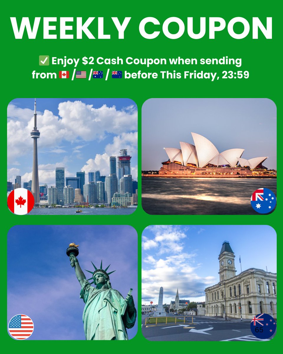 remit_panda's tweet image. Weekly Coupon | From 🇨🇦/🇦🇺/🇺🇸/🇳🇿
- Sending money this week?
- Use your cash coupon when you transfer!
⏰ Use coupons before expiry ⏰

#PandaRemit #Remittance #coupon #sendmoneyonline #australia #canada #newzealand #usa