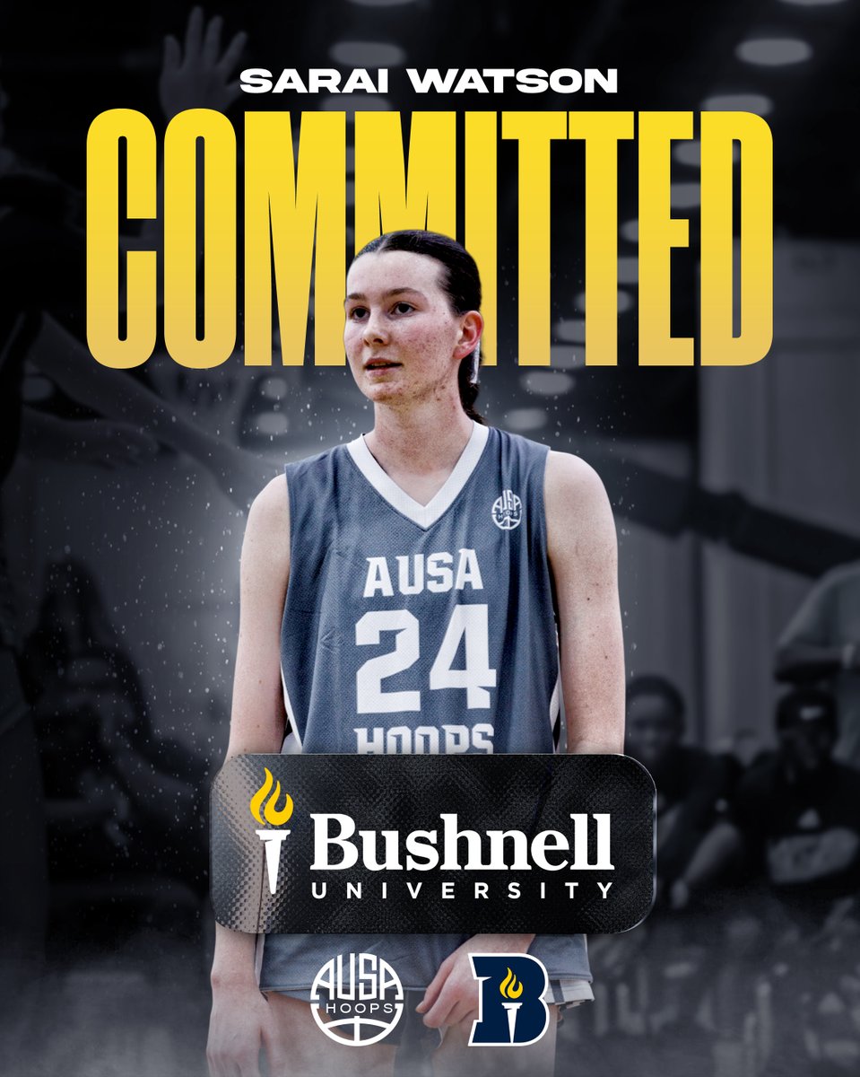 AUSA_Hoops's tweet image. Congrats to @SaraiWatson14 on committing to @BushnellWBB! 

The 6’1 wing/forward from Lakeside Lightning (WA) and AUSA 2025 Tour alum impressed at Run for Roses &amp;amp; TOC with her versatility, physicality, and growth.

Exciting next step ahead! 🔥