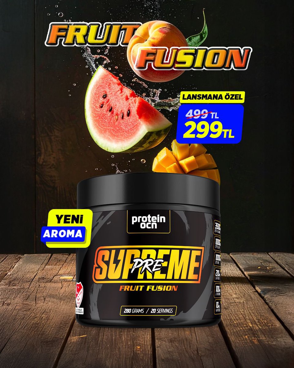 Türkiye’nin en popüler Pre-Workout’u şimdi lezzetli Fruit Fusion aroması ile lansmanda!

🏅 Gelişmiş Formül:
Huperzin A (Huperziya Ekstresi),
Theanin, Tirozin, Bioperine,
Sinefrin (Turunç Ekstresi),
Betaine, Kafein

🎁 Lansmana özel kısa süreliğine 499 TL yerine 299 TL

🎯