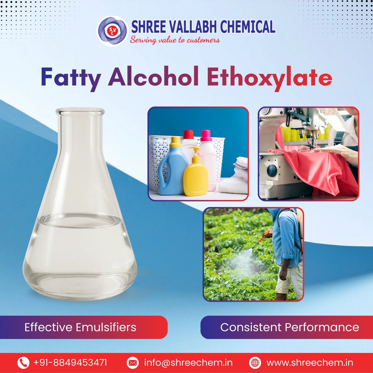 VallabhChemical's tweet image. Fatty Alcohol Ethoxylates provide excellent wetting and emulsifying properties for detergents, textiles, and agrochemicals.

 Visit: shreechem.in/fatty-alcohol-…

#ShreeVallabhChemical #FattyAlcoholEthoxylates #Emulsifiers #Surfactants #IndustrialChemicals #WettingAgents