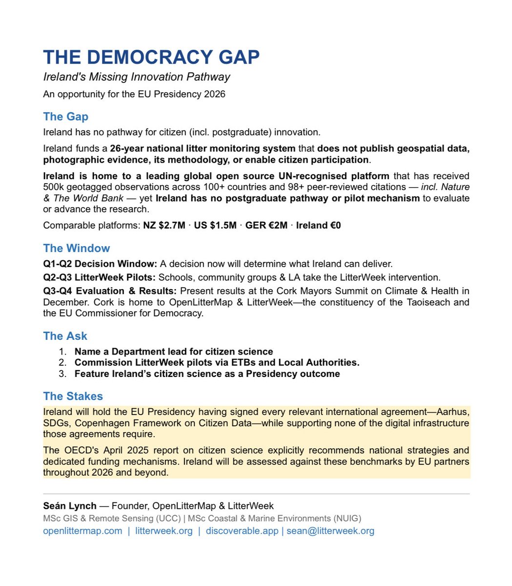 Coming soon: Ireland’s most comprehensive policy dossier on the structural barriers to domestic innovation—and a practical pathway to address them ahead of Ireland’s EU Presidency in 2026.

#TheDemocracyGap is the culmination of over 17 years of sustained, independent work