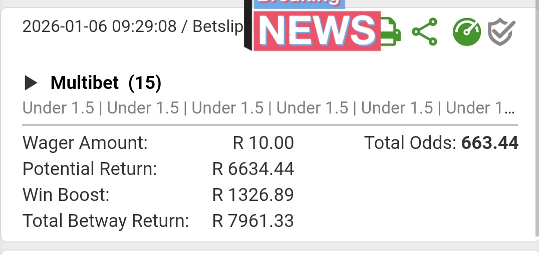 Betway 🇿🇦 ⚽️ 🔞 
BW2FD371BC
1st half under 1.5 
Booking yellow card 💛 ✨️ 👌