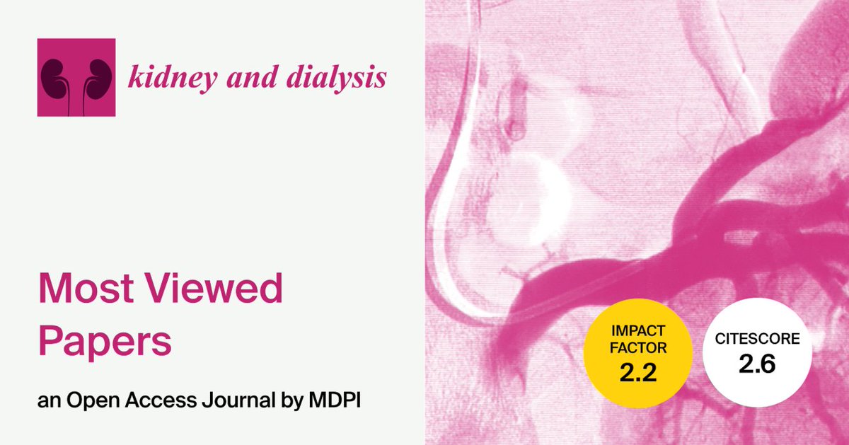 MDPIOpenAccess's tweet image. We are pleased to share a selection of the most viewed papers published in @KidneyDial_MDPI (ISSN: 2673-8236) in 2024.

Access the papers: brnw.ch/21wYRcm

#mdpi #openaccess #kidney #dialysis #research