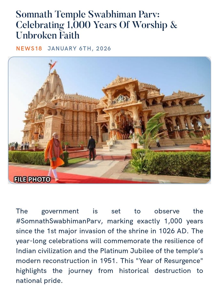 Somnath Temple Swabhiman Parv: Celebrating 1,000 Years Of Worship &amp; Unbroken Faith
news18.com/amp/india/somn… 

via NaMo App