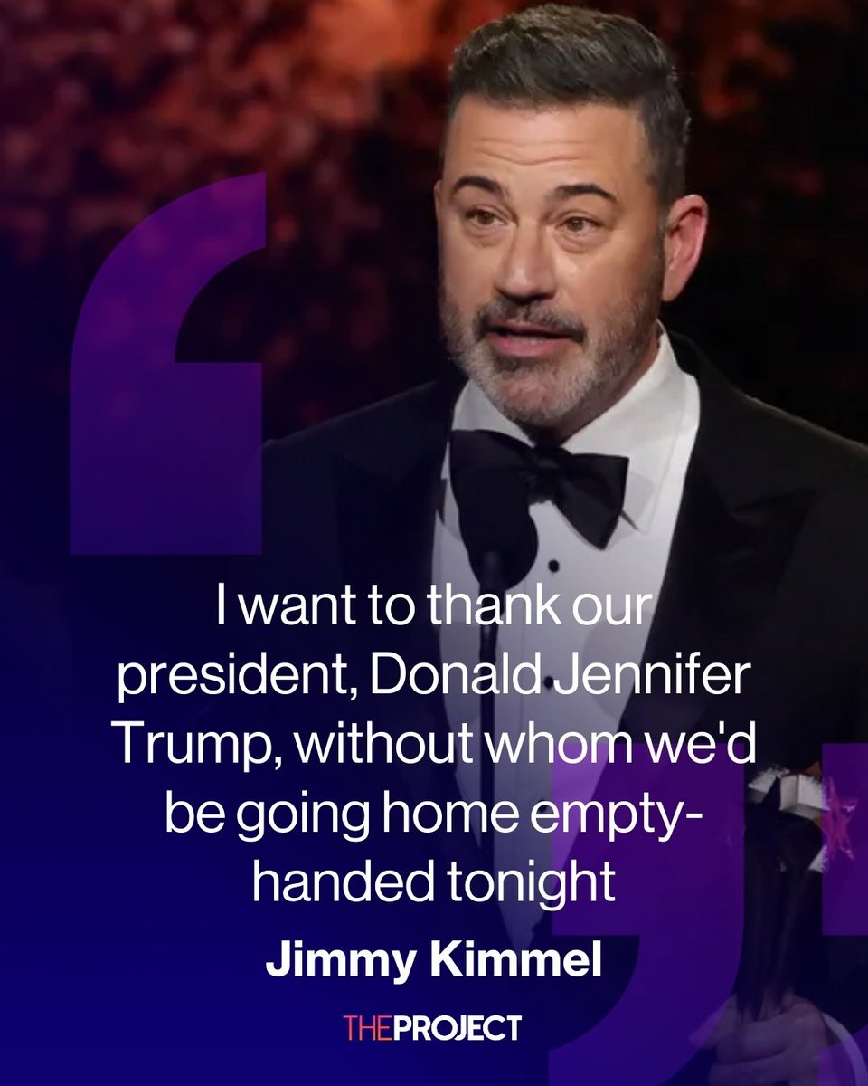 theprojecttv's tweet image. Jimmy Kimmel says he has one person to thank for his Critics Choice Award for Best Talk Show Host, President Donald Trump.