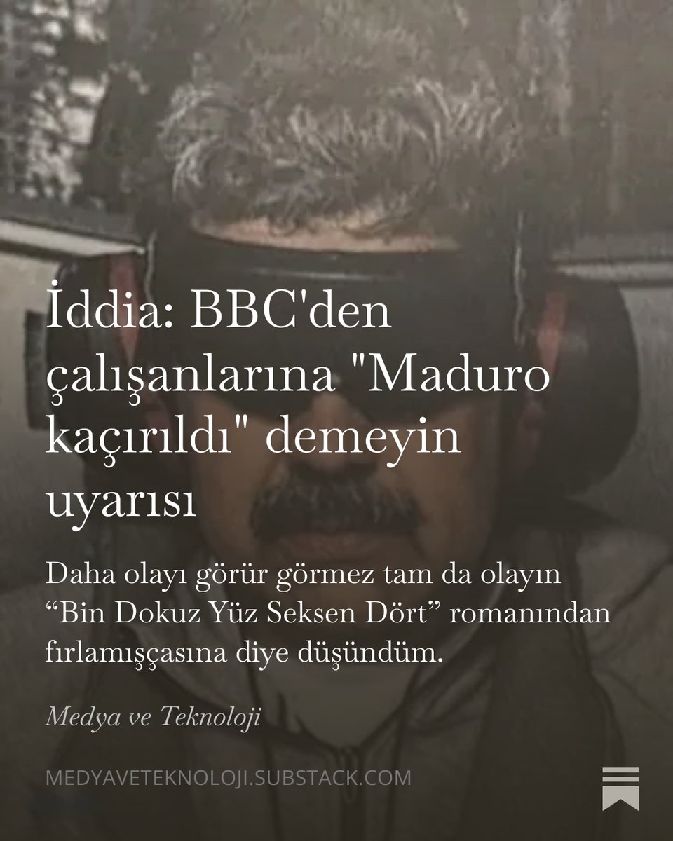 BBC’den sızdırıldığını iddia edilen bir notta gazetecilerin ABD’nin Venezuela Devlet Başkanı Nicolas Maduro’yu “kaçırdığını” söylemelerinin fiilen yasaklandığı görülüyor.

Detaylar ➡️ medyaveteknoloji.substack.com/p/bbc-maduro-k…