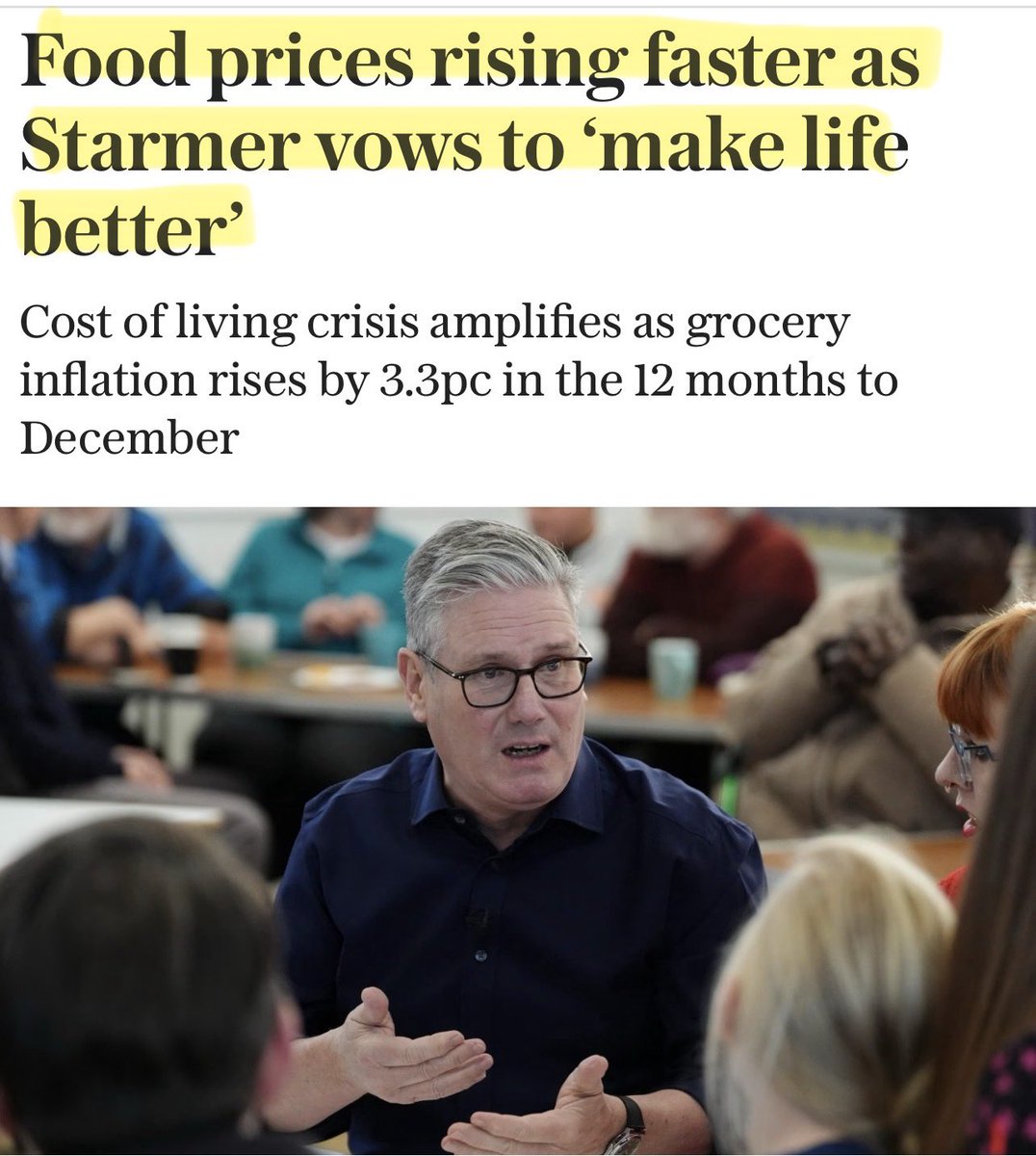 Artemisfornow's tweet photo. Labours “reset” in tatters as food prices continue to increase!

Bills up, rates up, borrowing up, food up .. as jobs down, investment down, confidence down.

Brilliant 💣 https://t.co/wqRtWM20sm
