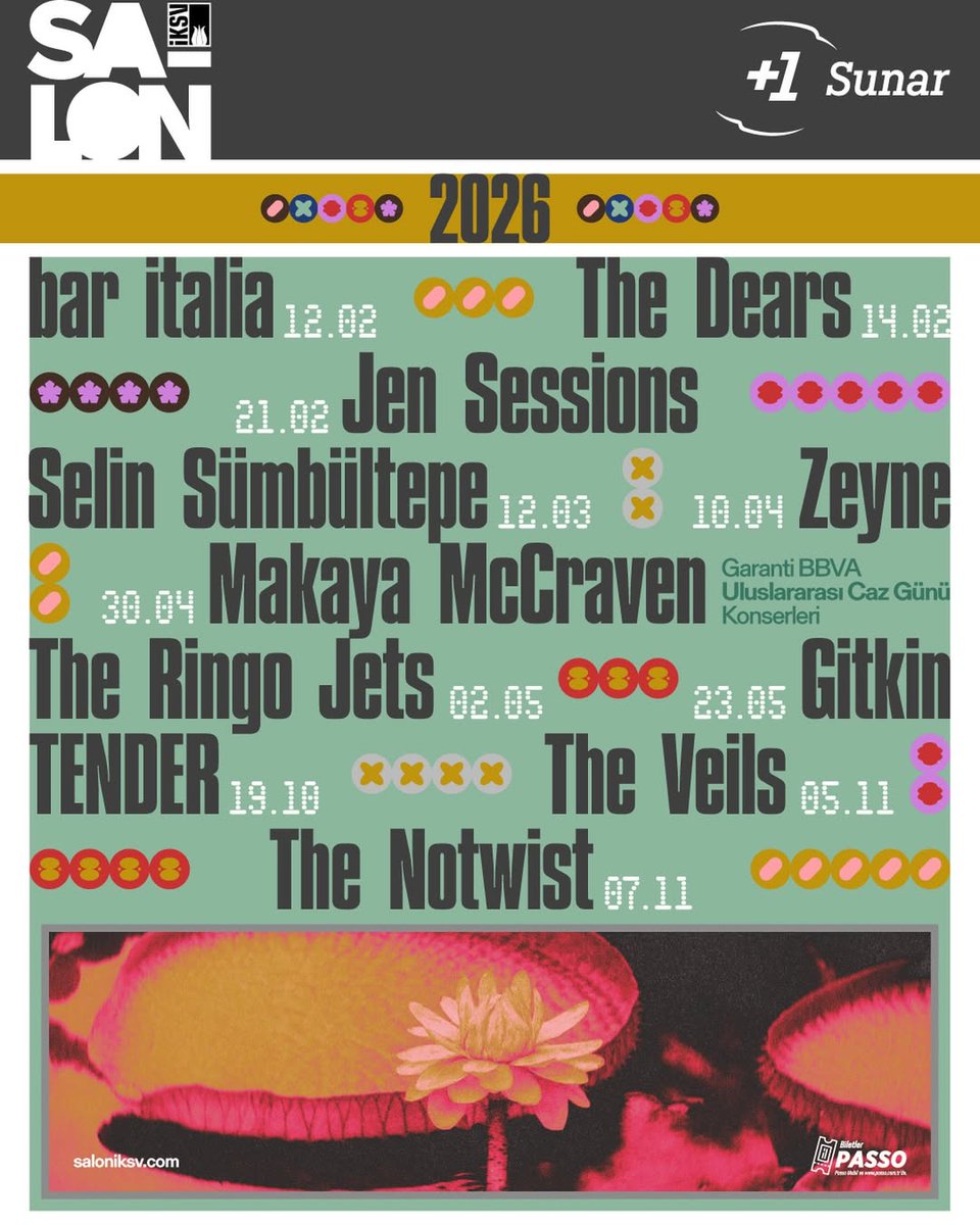 salon iksv, 2026'ya 12 şubat'ta bar italia ile merhaba diyor. the dears, tender, the notwist, the veils ve nicesi de kadroda. 🎶