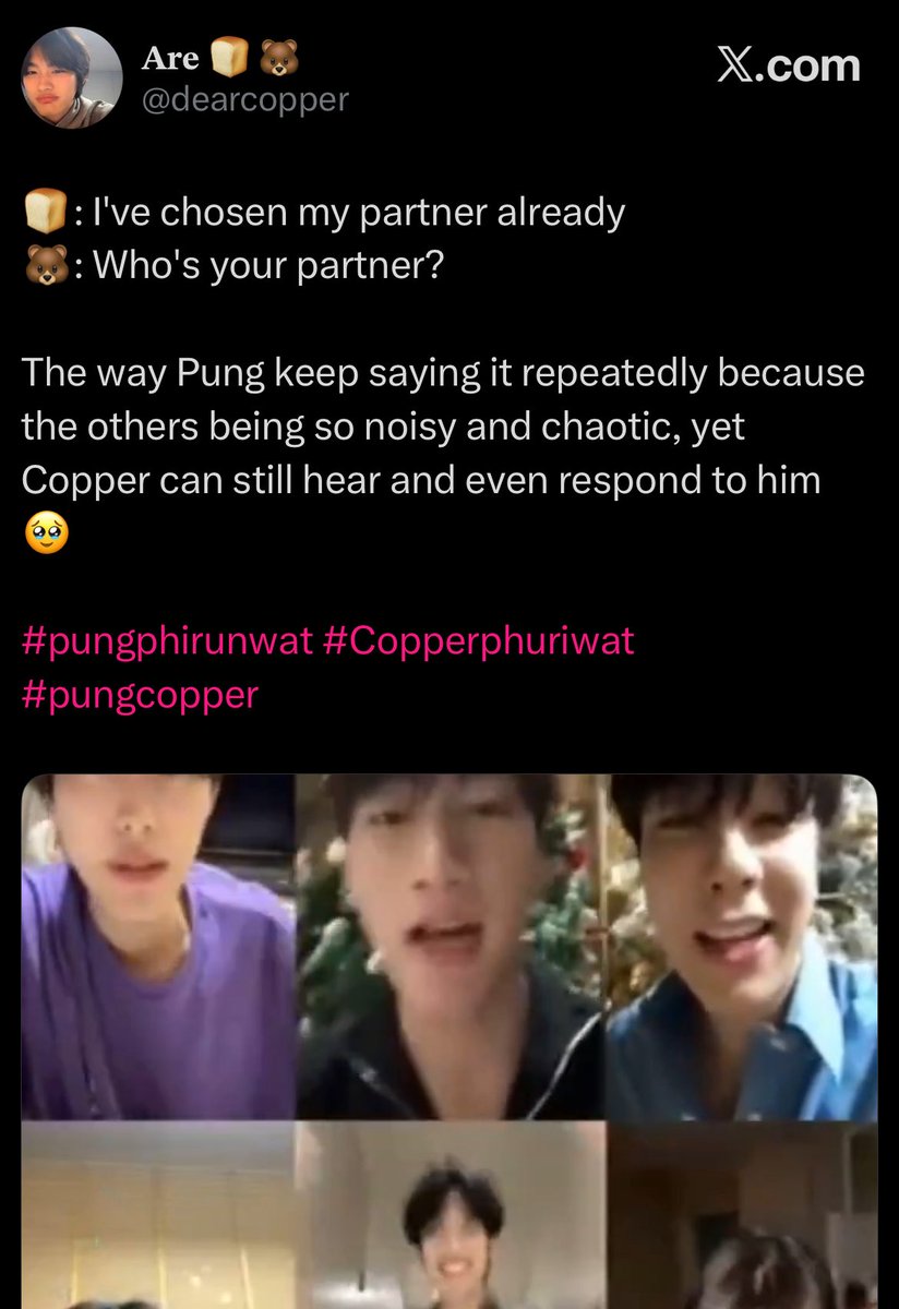 kritbaee's tweet photo. before ep 1 aired, pung said on live that he’s chosen a partner already. right now we are on ep 3 (theyre choosing partner on ep5) and pung is maintaining ‘it’s copper or no one’ mentality. i’m gonna let you connect the dots 🫢 https://t.co/n0BNUTHhCH