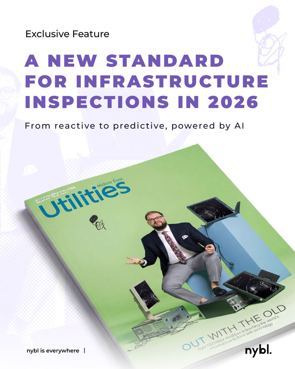 NyblAI's tweet photo. Out with the old.
2026 calls for a smarter way to inspect critical infrastructure.

nybl is featured on the Utilities Middle East January 2026 cover, where Co-Founder & CEO Noor Alnahhas shares how AI and drone-based inspections are helping utilities move beyond reactive maintenance.

As networks scale, inspections need to be faster, more consistent, and safer. AI-driven analysis makes it possible to detect early signs of risk, prioritize faults, and optimize inspection frequency without exposure to safety risks.

The result is a shift from reacting to failures to preventing them in the first place.

Read the full feature through the link in bio.

#nybl_is_everywhere
#AI #Utilities #AssetPerformance #Inspection #Tech #MEA