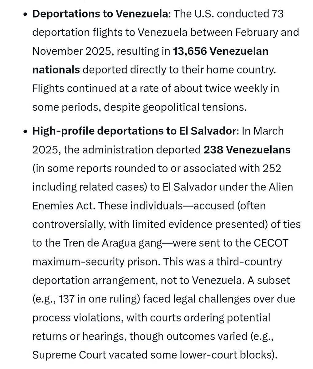 <a href="/ReallyAmerican1/">Really American 🇺🇸</a> Trump deported 13,656 Venezuelans, some to Venezuela, the terrorists that they tried to escape from, and 252 sent to El Salvador. Maduro is a horrible human being......  And so is Trump and his fascist regime.