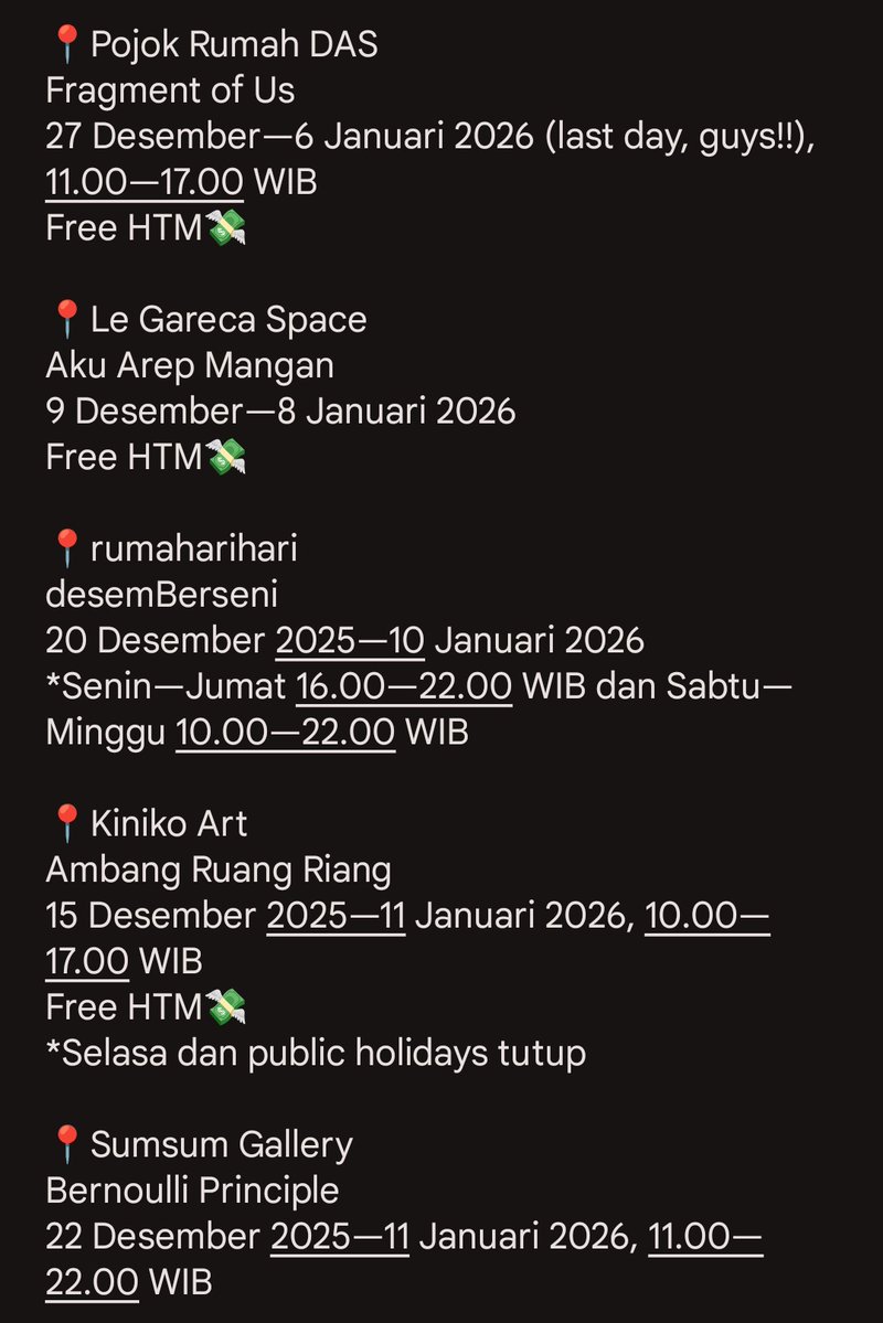 txtfromjogja's tweet image. List pameran seni di Jogja bulan Januari 2026👩🏼‍🎨👨🏼‍🎨🎨