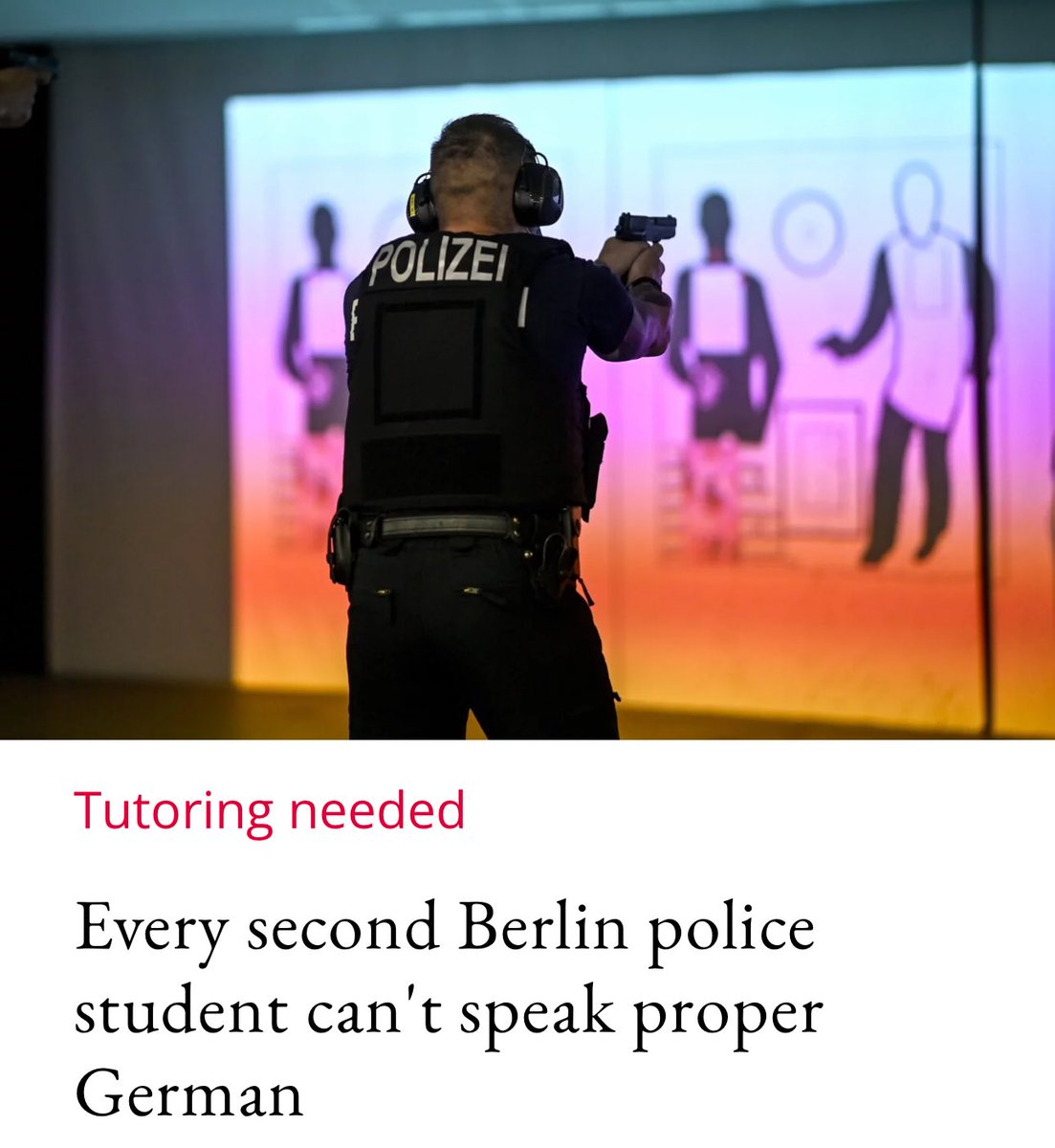 MyLordBebo's tweet photo. 🇩🇪 50% of new police recruits don’t speak German properly.
The capital police struggle with massive language deficits. The aspiring guardians of law and order often can't even speak German properly.
Sorry … but what? https://t.co/2UFHCmD2pP