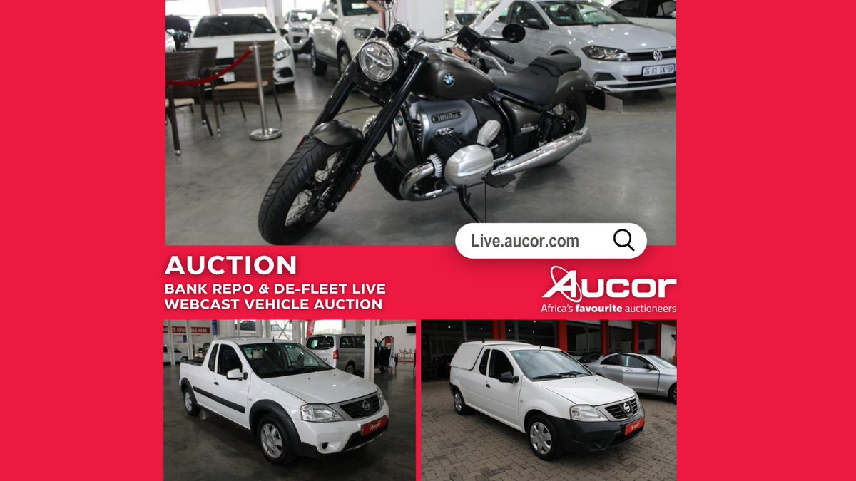 Start this year with a new car!! Join Aucor for a Bank Repo &amp; De-Fleet Live Webcast Vehicle Auction. Bid on Mon 12 January 2026 at 10:00. Click below to view our distinct catalogue. T&amp;Cs Apply. bit.ly/45rRL7i