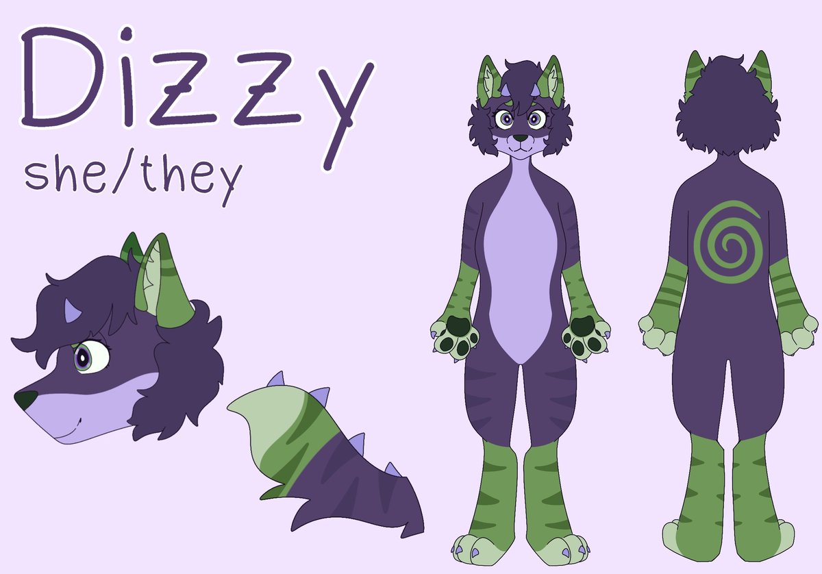HelpIAmDizzy's tweet photo. @guqqie Here's some of mine! Morningkit (the white kitten), Vesper (the purple haired girl, i dont have a full ref of her yet even though I made her almost 3 years ago, she just wears a yellow sweater and some baggy jeans and boots), Ambrosia, and my fursona, Dizzy! https://t.co/fMUCaFPiMi