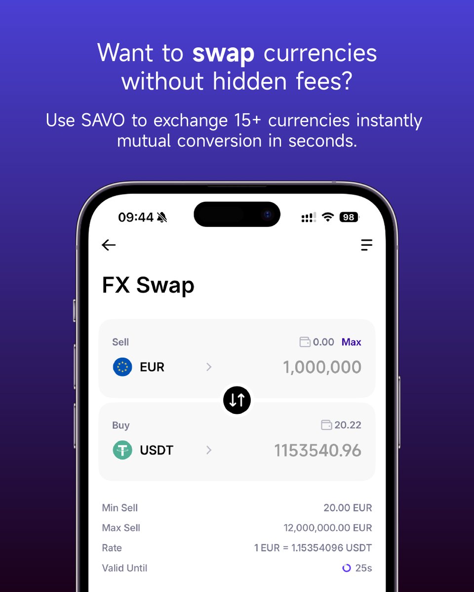 汇率波动心慌慌？📉📈 SAVO 支持15+ 多币种实时Swap，看准时机，一键锁定最优汇率。 你的钱，得花得机智。 #SAVO  #SmartSwap #FinancialLogic #Web3Lifestyle