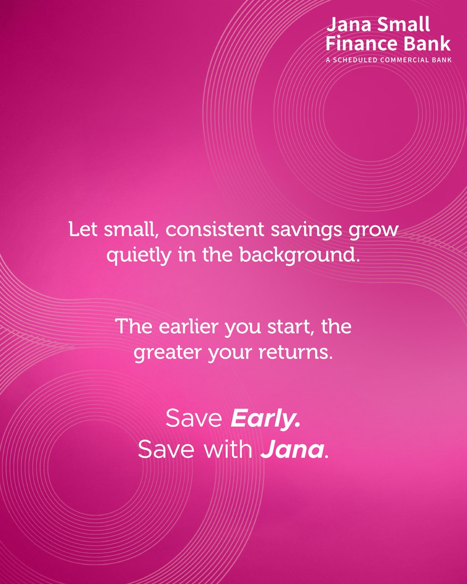 janabank's tweet photo. The earlier you start, the lesser you have to catch up on.
So, when are you planning to start saving?

#JanaSFB #NewYears #savings #financialdecisions #2026 https://t.co/qxSmf4phjG