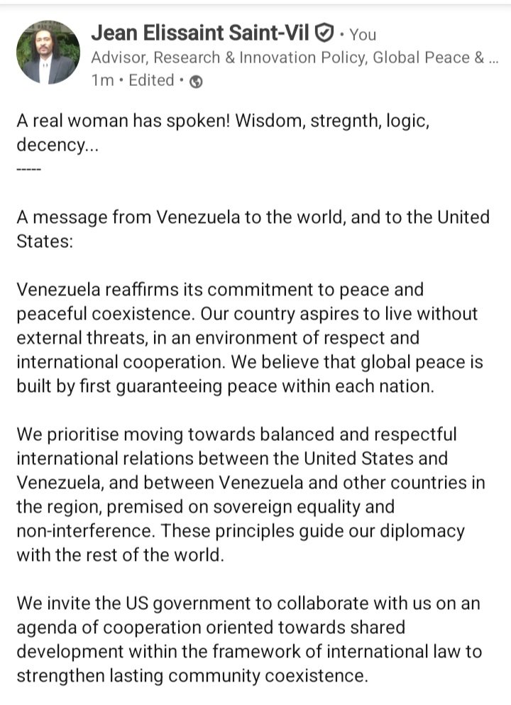 jafrikayiti's tweet image. May the spirits of Cassilda, Dessalines, Winnie Madikizela &amp;amp; Hugo Chavez continue to bless &amp;amp; guide patriotic Venezuelans and their brave Acting  President, the wise Delcy  Rodríguez.

#VenezuelaIsInnocent #TrumpIsGuilty #PunishAllPedophiles
A real woman has spoken! @CBC @CNN @BET