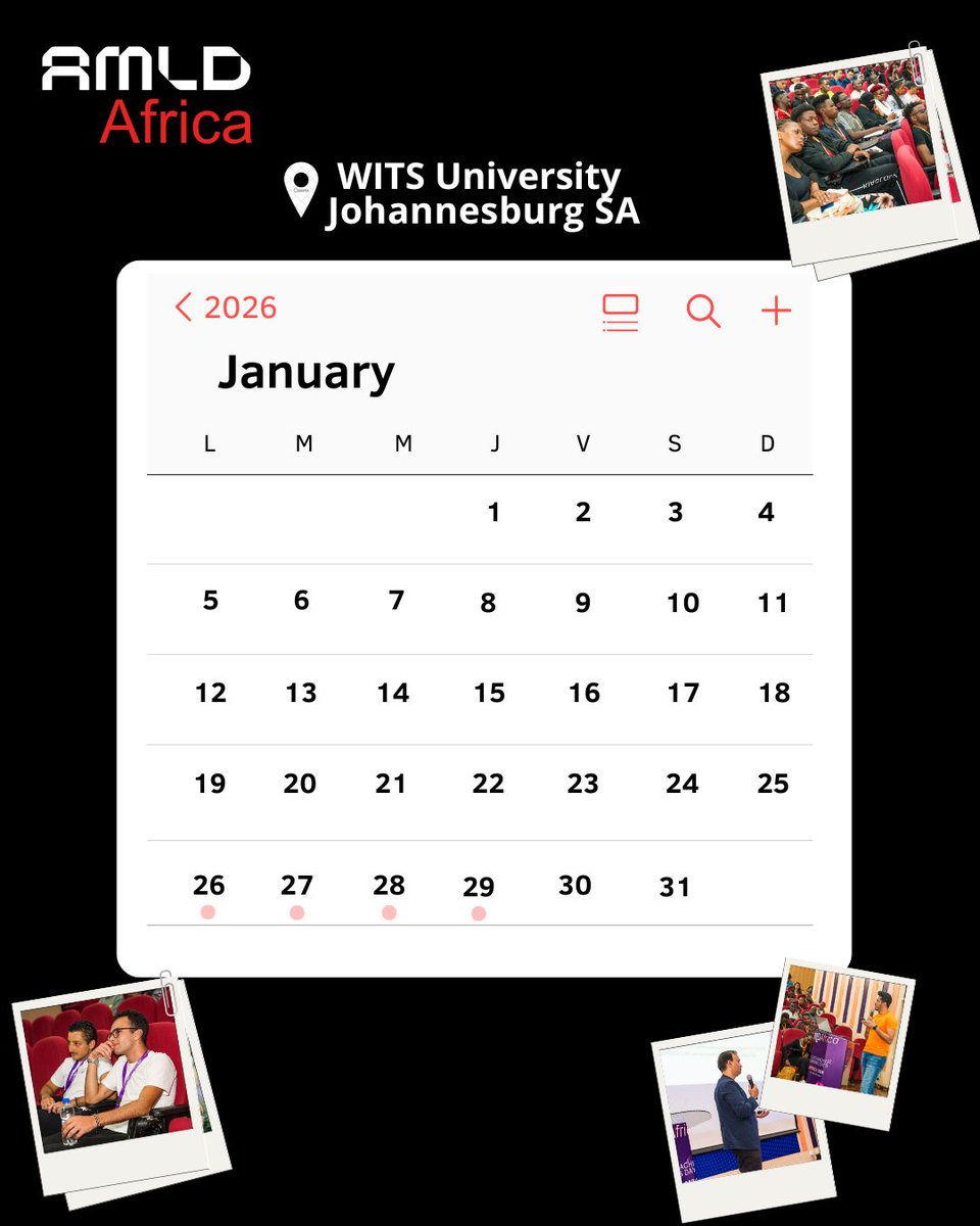 AMLDAfrica's tweet photo. AMLD Africa is coming back.
A few days bringing together researchers, builders, students, and industry leaders to shape the future of AI on the continent.

⏳ 19 days to go.
🎟 https://t.co/FggGWLwQlm
Only a few left.

#AMLDAfrica #TechEvents #Johannesburg #WitsUniversity https://t.co/wGIj6kcN7y