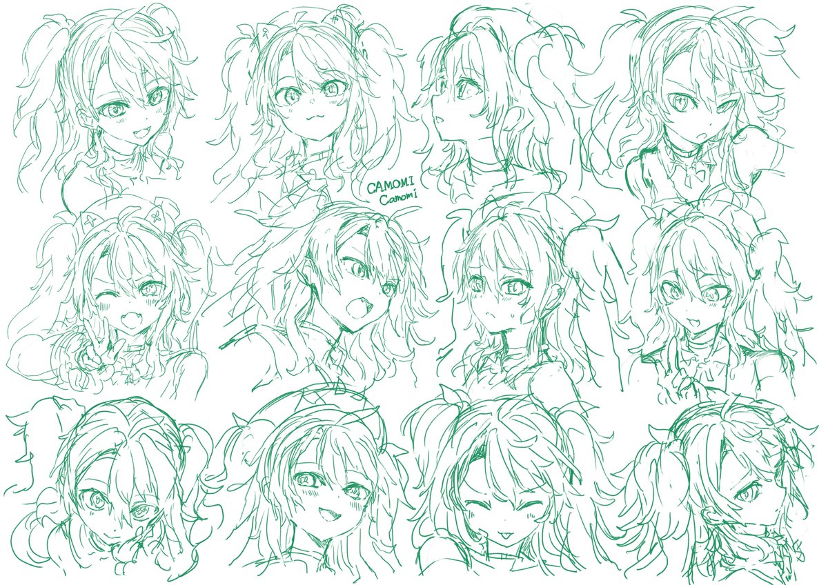「ラフとペン入れ・彩色後の比較 こういうのは1枚絵とは異なる回路で描いてるんだけど」|鴨見カモミ🎨🦆CAMOMI Camomiのイラスト