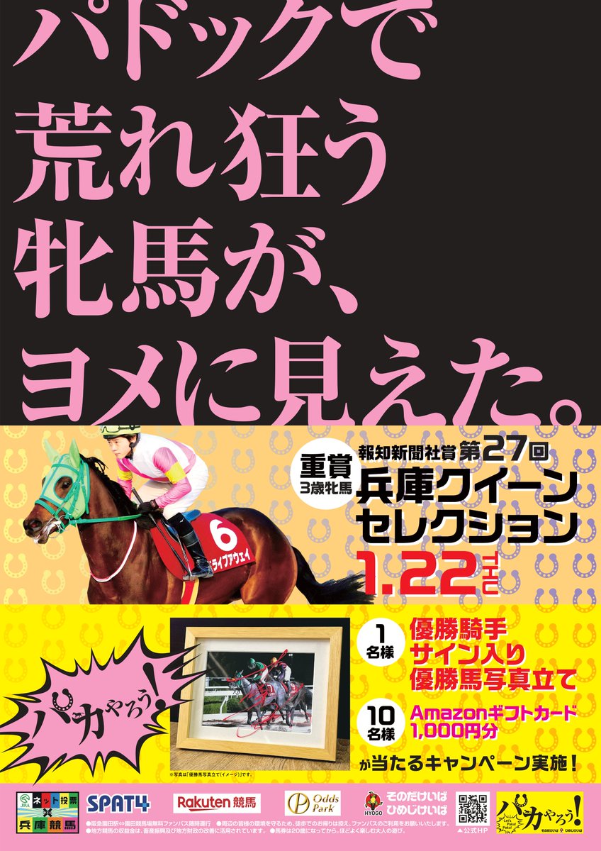 🎊第27回 #兵庫クイーンセレクション 開催🎊 ＼ ◎優勝騎手サイン入り