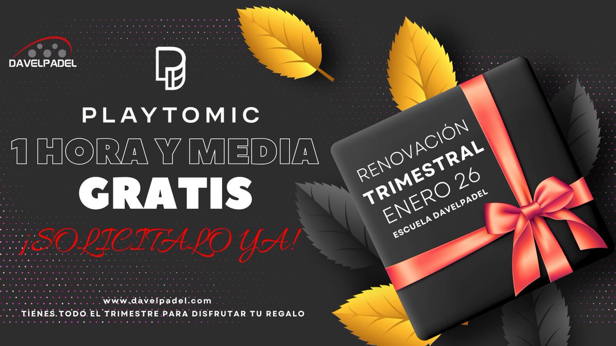davelpadel's tweet photo. 🎾 Arrancamos 2026 con premio en pista 🎾

Durante todo el mes de enero,
si haces la renovación trimestral en la escuela Davelpadel
🎁 Te regalamos 1 hora y media de pista GRATIS en Playtomic, en nuestro club.

💬 Escríbenos por DM y te explicamos todo sin compromiso https://t.co/y90SicWkQI