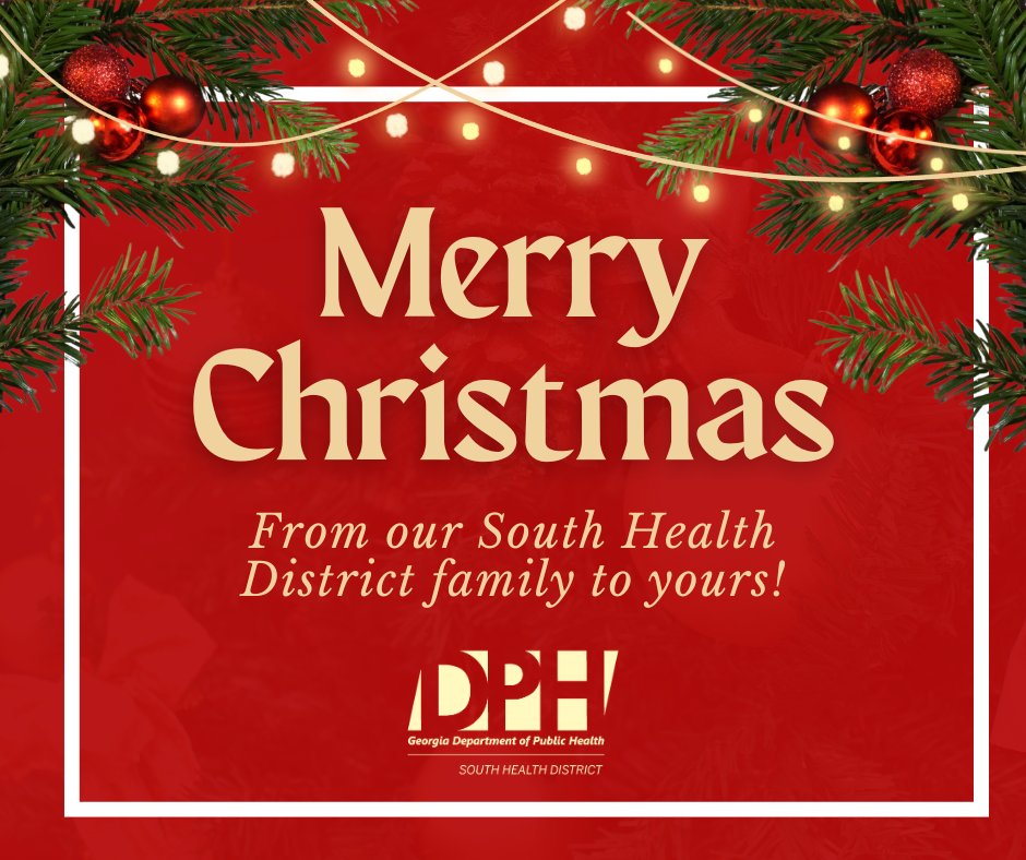 SouthHealthDist's tweet image. Merry Christmas from our South Health District Family to yours🎄 Enjoy plenty of laughter, good food, and time with those you love. Remember to eat balanced meals, stay hydrated, get enough rest, and keep moving so you can stay happy and healthy all season long!