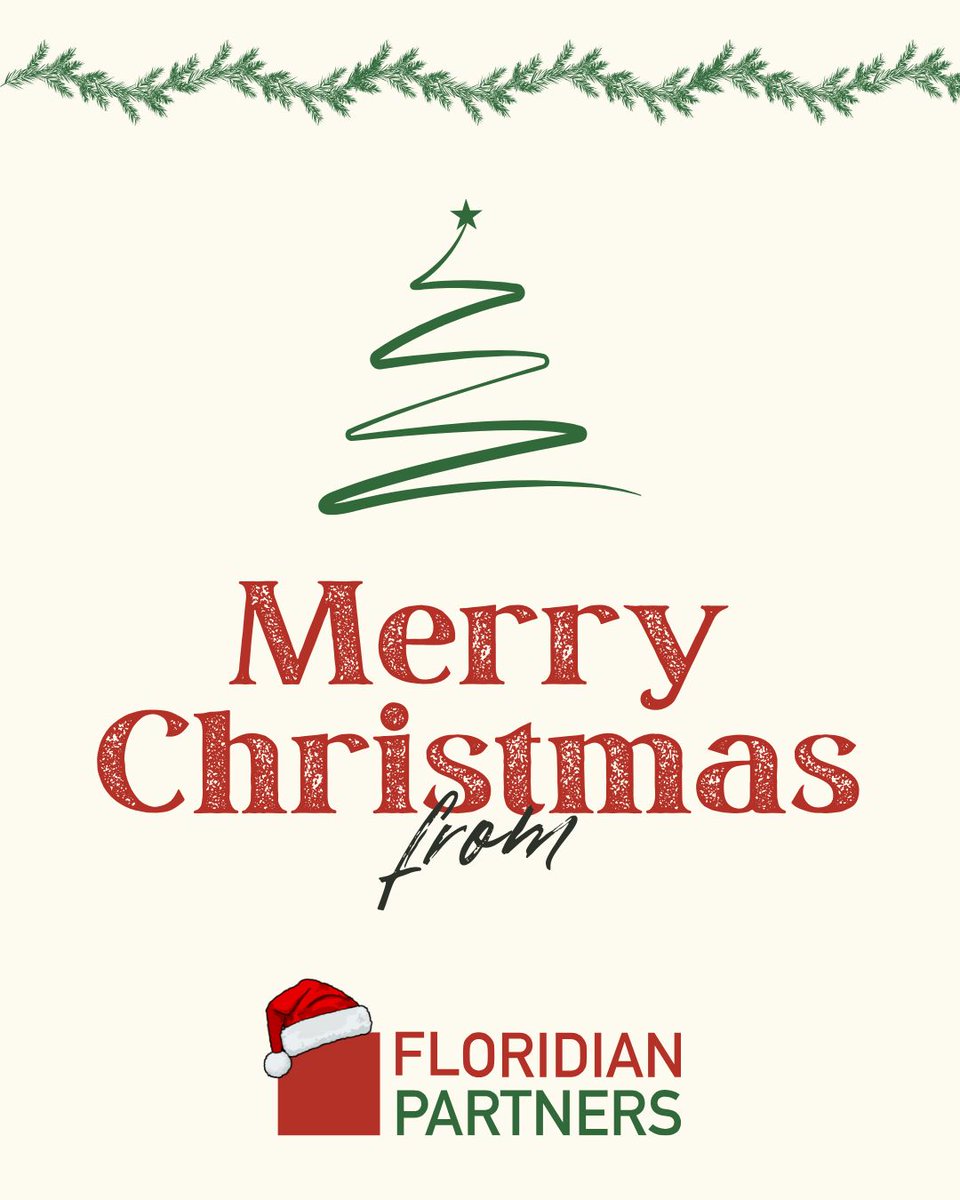 From all of us at Floridian Partners, we wish you and your loved ones a Merry Christmas &amp; Happy Holidays! 🎄

May your season be filled with joy, peace, and celebration.

#FLAP #MerryChristmas #HappyHolidays #SeasonOfGiving