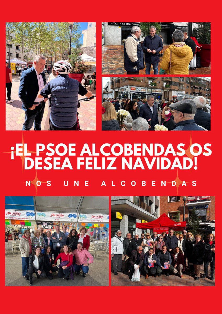 Desde el PSOE #Alcobendas os deseamos una Feliz Navidad, para disfrutarla con la gente que queréis, con calma y buenos momentos🎄🎉

Aquí seguimos, cerca de los vecinos y vecinas, compartiendo ciudad🙌

#NosUneAlcobendas