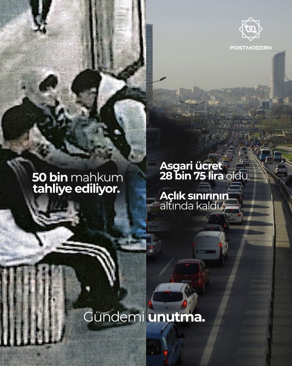 GÜNDEMİ UNUTMA • AKP gündemi oyalarken, 50 bin mahkumun tahliyesine yol açan 11. Yargı Paketi Meclis’ten geçti ve ilk tahliyeler bugün başladı.

Diğer yandan, açlık sınırının altında belirlenen asgari ücret, net 28.075 TL olarak açıklandı.