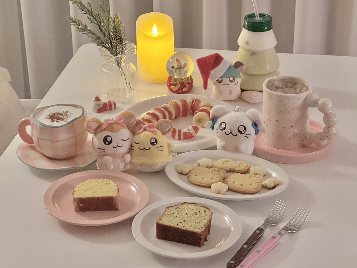 츠네가 구워온 존맛 파운드케이크와 오버쿡된 나의 키티쿠키 그리고 햄찌들꒰ᐢ. .ᐢ꒱