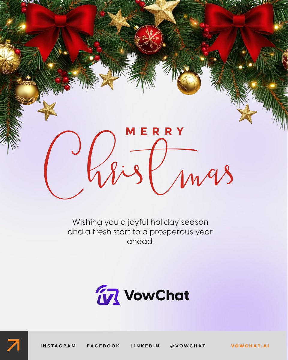 Merry Christmas from all of us at VowChat.
Wishing you peace, joy, and meaningful conversations this season 

#Christmas #Support #ai
