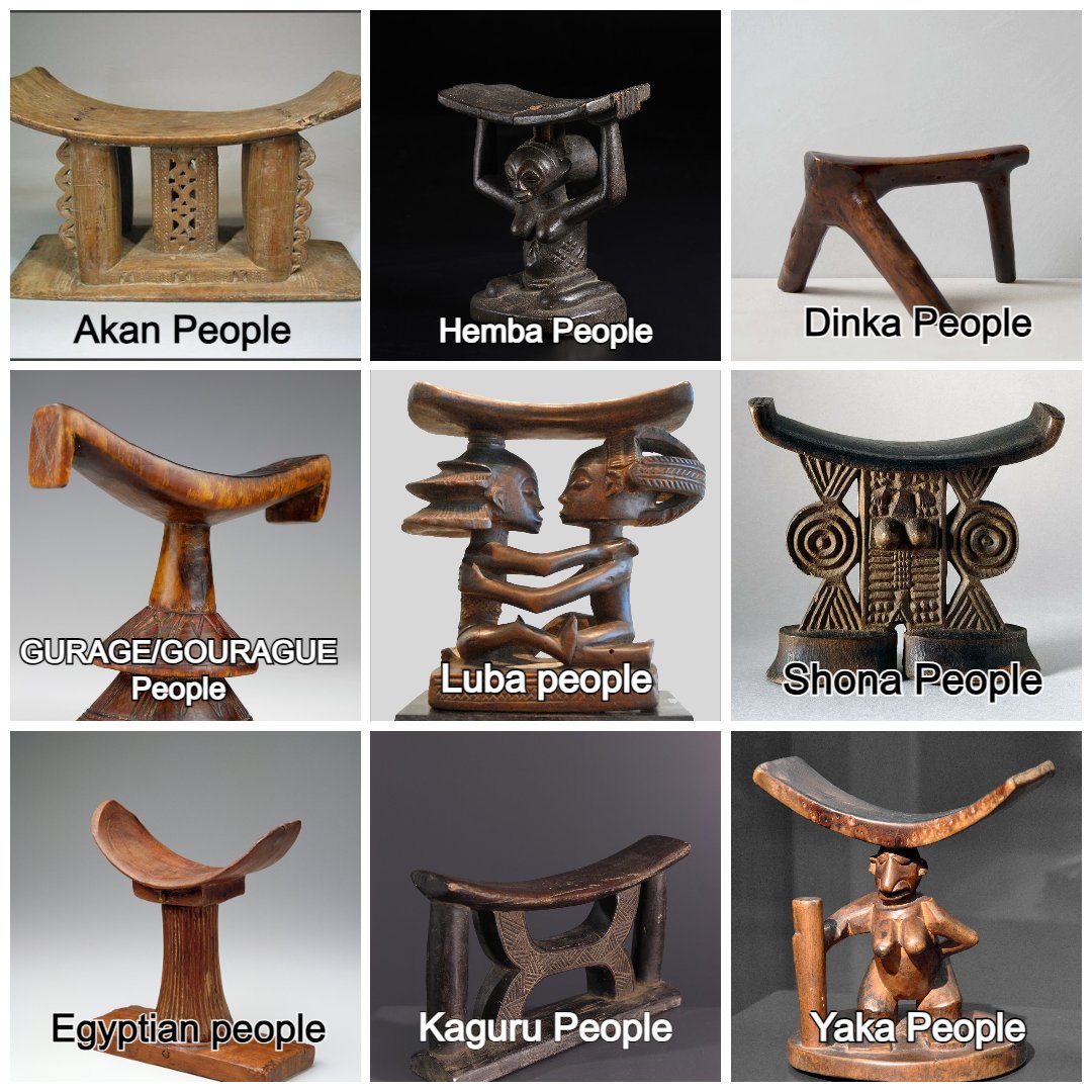 ScionofCulture's tweet image. The many ancient headrests across Africa. 

We're far more connected than we realize. 

What makes these headrests interesting is that each design had its own significant and cultural meaning, and they determined who could use them at the time.