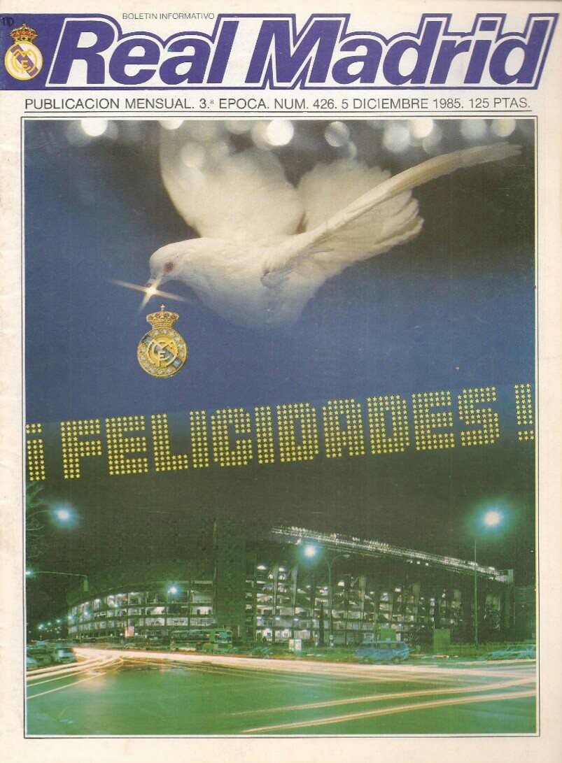 Así felicitaba la Navidad la revista oficial del Club en 1985, hace ahora 40 años.
📸 Portada Boletín Real Madrid, número 426, diciembre de 1985.