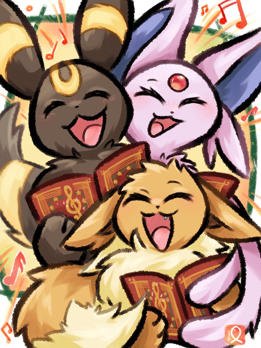 #ポケモンイラスト  #pokemonfanart
Eevee  ／  Umbreon  ／  Espeon

🎄 家族で うたおう！